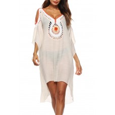 PANAX handhaken sewing large size loose ladies beach dress
